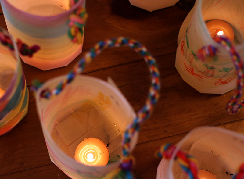 Handcrafted lantern glowing during Marin Mountain School Lantern Walk tradition